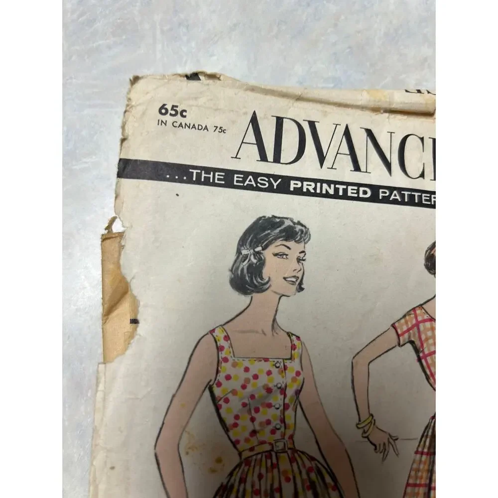 Vintage 1950's Advance Pattern #9051 Jr. and Misses One‎ Piece Dress Size 16 HTF